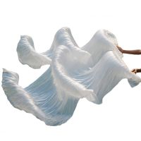 High Quality Silk Belly Dance Fan Dance Rayon Silk/100% Real Silk Veils 1Pc Left Hand+1Pc Right Hand On Sale White Color