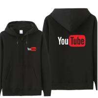 Funny Youtube Logo พิมพ์ Hoodies ของผู้ชาย You Tube Zipper เสื้อกันหนาวฝ้ายเสื้อผู้ชาย &amp; Coat