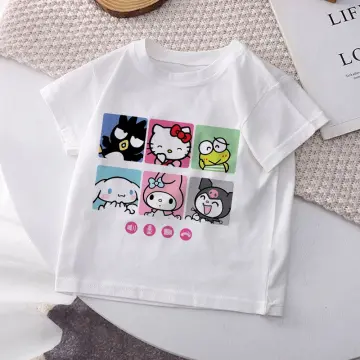 Sanrio Hello Kitty Clothes 2023 Spring Summer Tees Women New Short Sleeve T- shirt Y2k Cute Tops Korean Fashion Loose Tshirts 