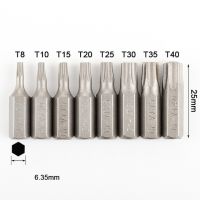 10หรือ8Pcs ไขควงหกแฉกชุดบิต1/4 Hex Shank Star T8 T10 T15 T20 T25 T30 T35 T40ชิ้นส่วนสกรูไดรเวอร์สำหรับ Home อุปกรณ์ทำมือ