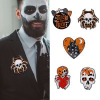 Punk Style Halloween Skull Brooch Horror Skeleton Spiders Clothing Lapel Pins Gothic Jewelry Denim Jackets Brooches Badge Gifts Fashion Brooches Pins