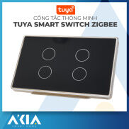 Công tắc thông minh Tuya Zigbee viền nhôm mặt kính 2 màu Trắng Đen
