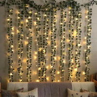 ✅Flashing 2m LED Ivy Vine String Lights Operated Led Leaf Garland Christmas For Home Wedding Decorative Lights