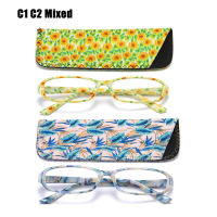 SOOLALA 2pcs Floral Printed Spring Hinge Reading Glasses Women Eyewear Presbyopic Woman Reader Reading Glasses With Cases