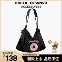 ⊕☋ UR Embroidered Nylon Messenger Bag Female 2023 New Trendy Large-capacity Commuter A4 Class Large Satchel Sports and Fitness Bag