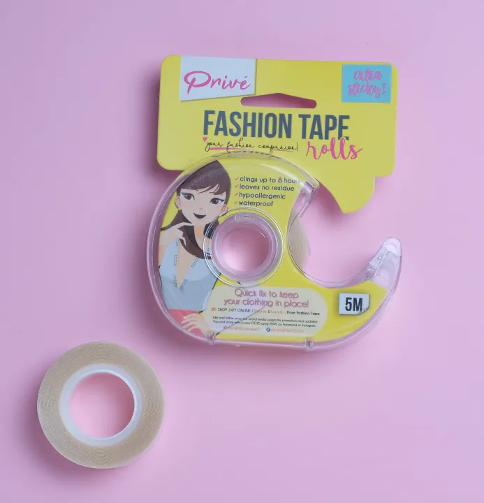PRIVE Fashion Tape in 5Meter Roll with Dispenser Easycut to Strips