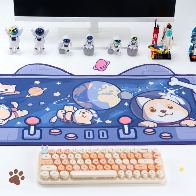 ขนาดใหญ่พิเศษ Kawaii แผ่นรองเมาส์เล่นเกมน่ารักสีม่วงพื้นที่ NASA แมว XXL บิ๊กโต๊ะเสื่อกันน้ำ Nonslip อุปกรณ์โต๊ะแล็ปท็อป