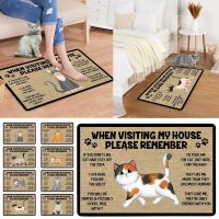 Keep In Mind When Visiting The House Cartoon Cat Welcome Doormats Home Decoration Anti-slip Front Door Floor Mats Rugs Carpets