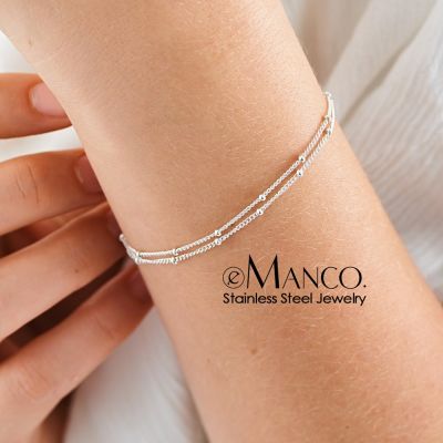 Simple Female Ball Chain Bracelet Jewelry New Layered Thin Beads Chain Bracelet For Women Leg 316L Stainless Steel Chain