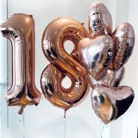 [HOT MAKXJWIGO 542] 18ปีวันเกิดบอลลูน Rose Gold Heart Number 18th Happy Birthday Party ตกแต่ง Air Ballon ครบรอบ Party Supplies