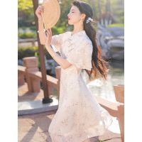 Spot parcel post Womens Skirt Summer 2023 New R Chinese Style Hanfu Improved Cheongsam Floral New Chinese Style Dress