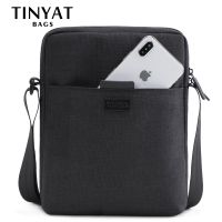 TINYAT Mens Bags Light Canvas Shoulder Bag For 7.9 Ipad Casual Crossbody Bags Waterproof Business Shoulder bag for men 0.13kg