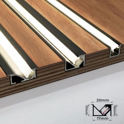 45Degree Hidden Lighting Hard Bar Light Invisible Recessed Aluminum Profile Backlight Channel With Milky Cover for Cabinet Shelf  by Hs2023