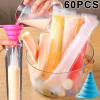 60/1Pcs Disposable Ice Popsicle Mold Bags Transparent Self Sealed Ice Cream Sticks DIY Yogurt Juice Smoothies Bag Kitchen Tools Food Storage  Dispense