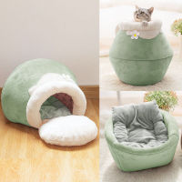 56x35x29cm Big Warm Multi-purpose Cat Bed Foldable Plush Cat House Jar shaped Cave Thickened Pet Bed Cozy Kitten Lounger Cushion