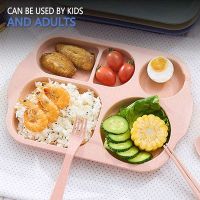 Dinner Plate Set of 8 Split Plates 5 Compartments Plastic Plate Cutlery for Adults Kids Microwave and Dishwasher Safe