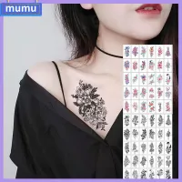 MUMU 30pcs/Set แฟชั่น หลากหลาย ดอกกุหลาบสีดำ ใช้งานง่าย สักปลอม รอยสักชั่วคราว รูปลอกแขน สติกเกอร์ร่างกาย