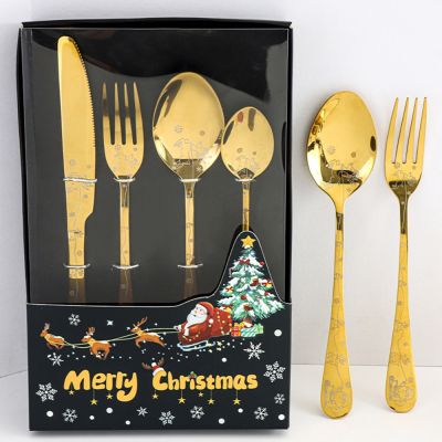 【CW】 Gold  Tableware Mirror Cutlery Fork Set Accessories