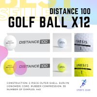 INESIS กอล์ฟ ลูกกอล์ฟ Distance 100 Golf Ball X12 ( ลูกกอล์ฟ รุ่น Distance 100 12 ลูก ) ลูกกอล์ฟใหม่ golfball  ไม้กอล์ฟ ลูกกอล์ฟสี