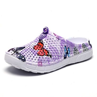New Outdoor Summer Leisure butterfly Pattern Hole Slippers Shoes