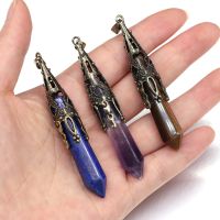 Natural Stone Pendant Vintage Amethysts Opal Pendant Necklace for Trendy Jewelry Making Reiki Heal Gift 12x70mm