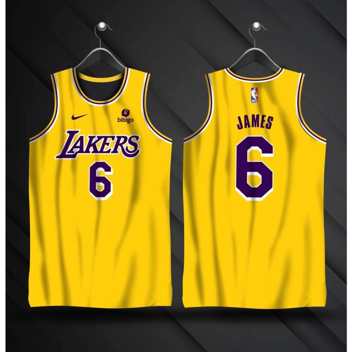 LEBRON JAMES #6 BIBIGO LOS ANGELES LAKERS FULL SUBLIMATED JERSEY