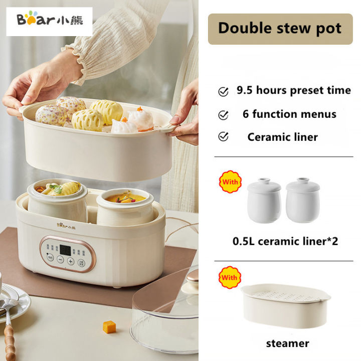 Ceramic Stew Pot With Lid, Double Lid Water-proof Stew Household