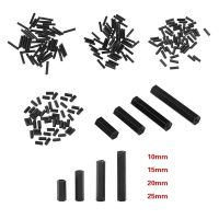 50pcs/set M2 25mm/20mm/15mm/10mm Black Hex Nylon Standoff Spacer Column Flat Head Double Pass Nylon Plastic Spacing Screws Nuts