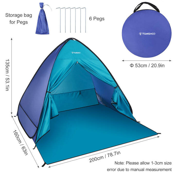 tomshoo-4คนเต็นท์ชายหาดทันที-pop-up-beach-shade-sun-shelter-เต็นท์-canopy-cabana-พร้อมกระเป๋าพกพา