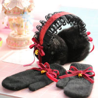 Ear Warmer Winter Accessories Lolita Burdy Ribbon Bells Plush Ear Covers Girl Gift Gothic Black Lace Earmuffs