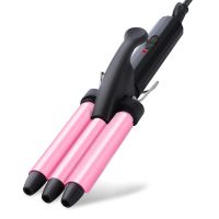 【LZ】┇❄□  Mini modelador de cabelo 13mm 3 barris cerâmica esmalte 200 fast rápido aquecimento curling iron wand pequenas ondas styler dupla tensão casa viagem