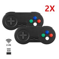 2x Wireless Controller 2.4G Gaming Gamepad Joystick Super SNES JoyPad Handle for PC Windows 7/8/10 Mac Raspberry Pi