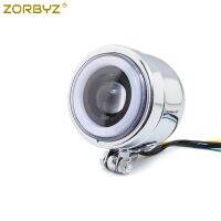 Xzsbhf ZORBYZ ไฟหน้าโลหะ LED โครเมี่ยมแสงดวงตานางฟ้าไฟตัดหมอกจุดสำหรับฮอนด้าคาเฟ่แข่งมอเตอร์ไซค์ Bobber Chopper ที่กำหนดเอง