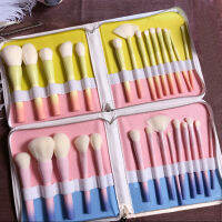 14Pcs Gradient ชุดแปรงแต่งหน้าสบายผมสังเคราะห์ Make Up Brush Foundation Eye Shadow Lip Brushes พร้อมกระเป๋าเครื่องสำอาง