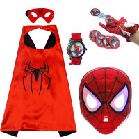 เด็กAvenger Superhero SpiderMansเสื้อคลุมหน้ากากเรืองแสงถุงมือนาฬิกาเครื่องประดับคอสตูมคอสเพลย์เสื้อผ้าMantleวันเกิดของขวัญเด็ก