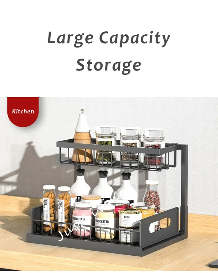 1pc Kitchen Sink Pull-out Storage Rack With Layers For Cabinet Organization
