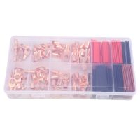 150Pcs Boxed Peek Terminal 70 Copper-Colored Bare Terminals Copper Nose 80 Red and Black Heat Shrinkable Tubes