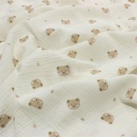 【HOT】❁ Gauze Cotton Crepe Seersucker Fabric By Meters Print Material Sewing Blanket for Baby