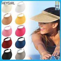 HEYGIRL หมวกชายหาดสีทึบสำหรับหมวกบังแดดฤดูร้อนหมวกกันแดดหมวกหมวกแก๊ปหมวกเบสบอลปีกเปล่าปรับขนาดได้