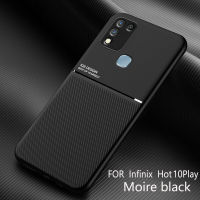 Infinix Hot 10 Play Case,EABUY Fashionable New Style Moire Embedded Iron Plate Ring-free Bracket Phone Case (Compatible with Magnetic Car) for Infinix Hot 10 Play