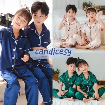 CAND Kids Plain Silk Comfortable Sleepwear Terno Pajama Set