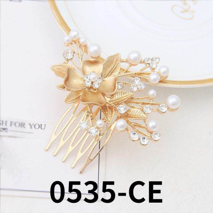 new-five-tooth-metal-hair-comb-korean-ladies-baking-lacquer-flower-insert-comb-four-colors-hair-accessories