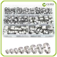 CUFEI 130 Pieces 1/4 " - 1-1/8" หูเดี่ยวหู 10ขนาด 304สแตนเลสสตีล ที่หนีบ PEX Cinch ที่หนีบหู 6-29มม. คีมหนีบหนีบห่วง การเชื่อมต่อฟิตติ้งท่อ