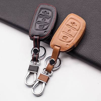 ✁ Soft texture leather car key key case cover for Hyundai i10 i20 i30 HB20 IX25 IX35 IX45 3 buttons remote control