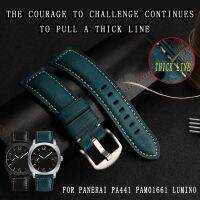 For Panerai PA441 PAM01661 Lumino watch strap with thickened Italian cowhide Watchbands Vintage Blue Watch Band male Bracelet 24