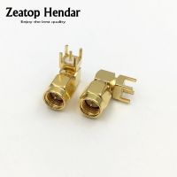 10Pcs Brass SMA Male Jack 90 Degree Right Angle Type Plug PC Board PCB Solder Mount Adapter RF Connector Electrical Connectors