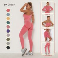 【Hot Sale】embellishembellishผู้หญิง SeamlessSets WorkoutHigh WaistLegging แขนยาว Topbracksuit สำหรับผู้หญิง