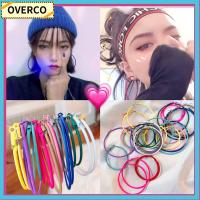 OVERCO น้ำหนักเบา แฮนด์เมด ห่วงห้อย ต่างหูทรงกลมขนาดใหญ่ ต่างหูหล่น สีสัน เสน่ห์