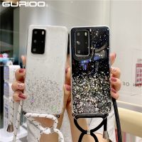 【Shell set] Glitter Bling กรณี Lanyard สำหรับ Huawei P40 P30 P20 Pro Lite P9 P10 Plus Mate 9 10 20 30 Pro 20X P สมาร์ท Z Plus 2019สร้อยคอกรณี