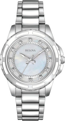 Bulova Classic Quartz Ladies Watch, Stainless Steel, Diamond